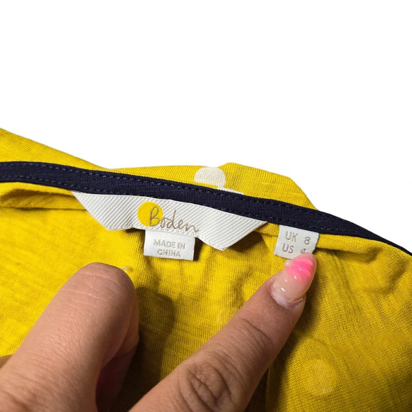 Boden Yellow Polkadot Ruffled Wrap Top - Picture 4 of 4